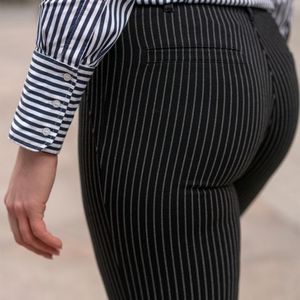 Betabrand Yoga Dress Pants Pinstripe Black